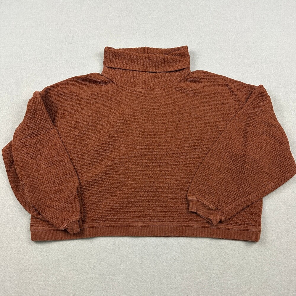 Lululemon Sweater Women Medium Orange Textured Turtleneck Oversized Pullover M